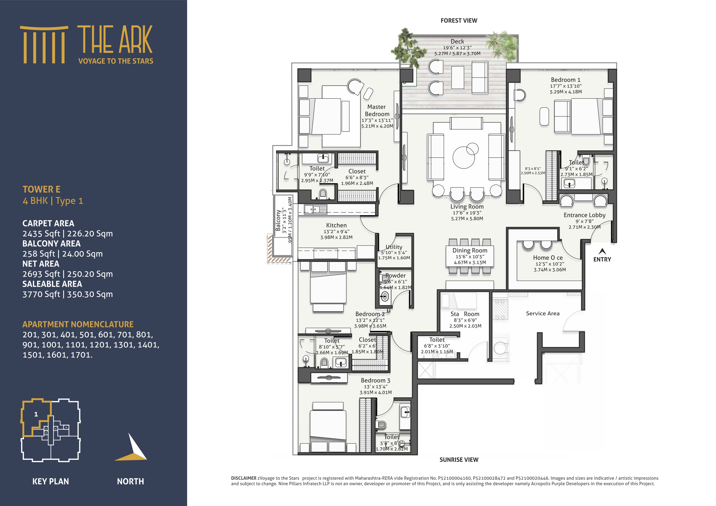 The Ark NIBM, Voyage To The Stars 4 BHK TYPE 1 - UNIT 1 - 2,435 SQ. FT.